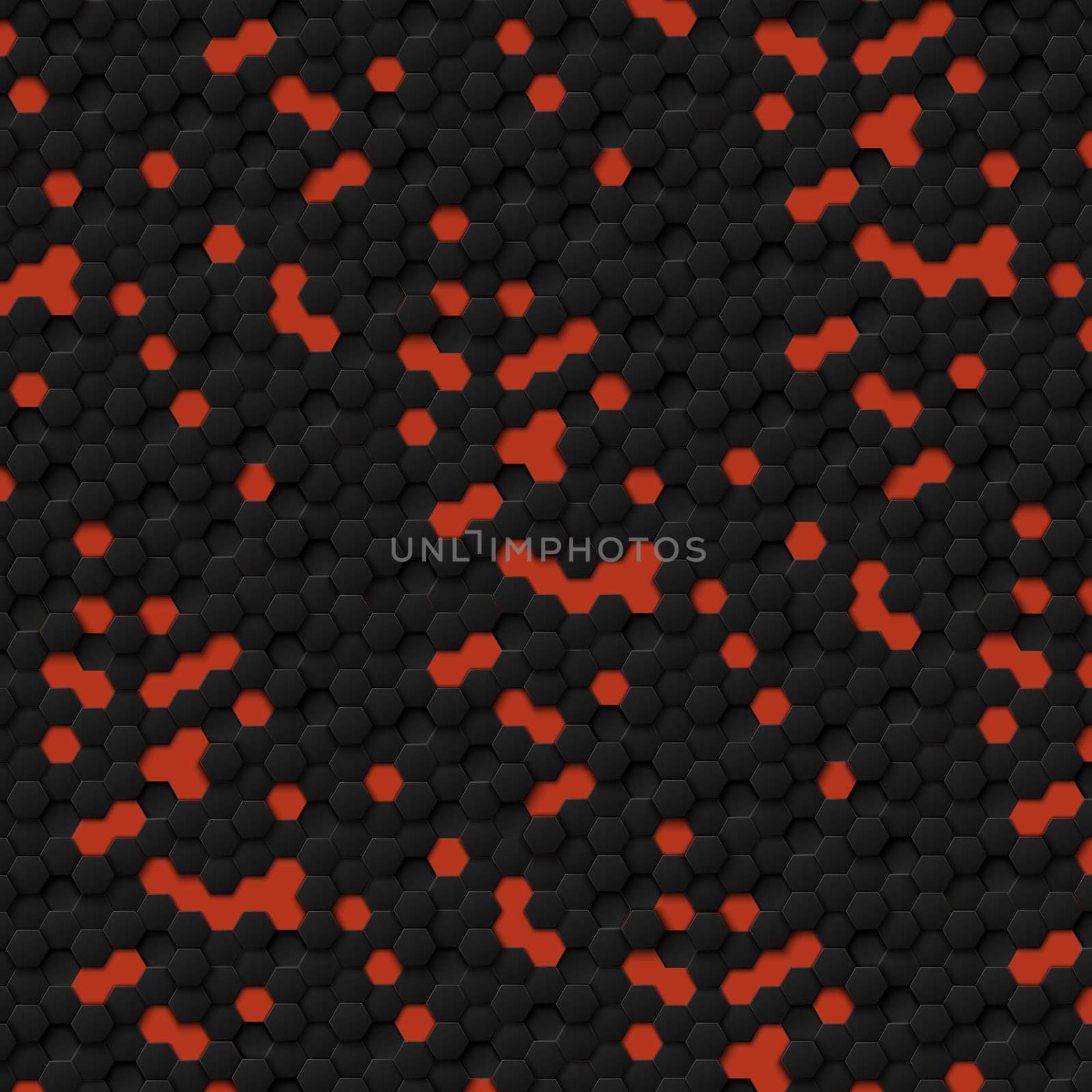 Abstract hexagons black on a red background - illustration