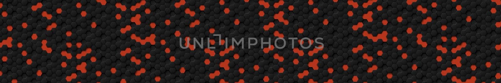Abstract hexagons black on a red background - illustration