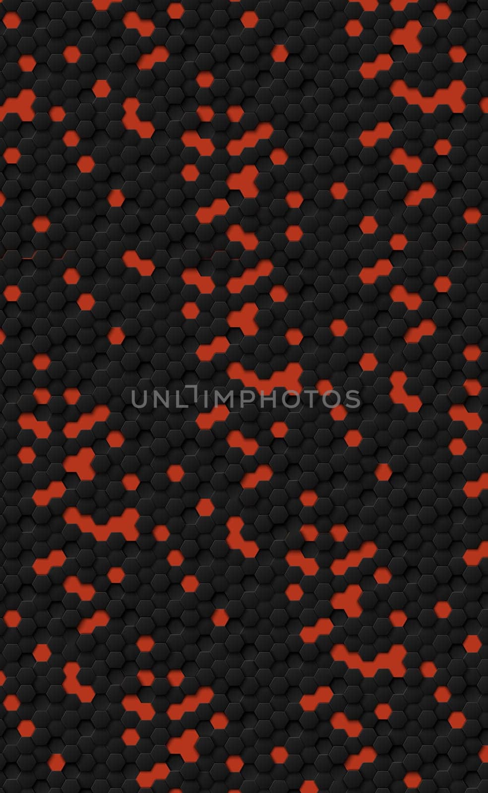 Abstract hexagons black on a red background - illustration