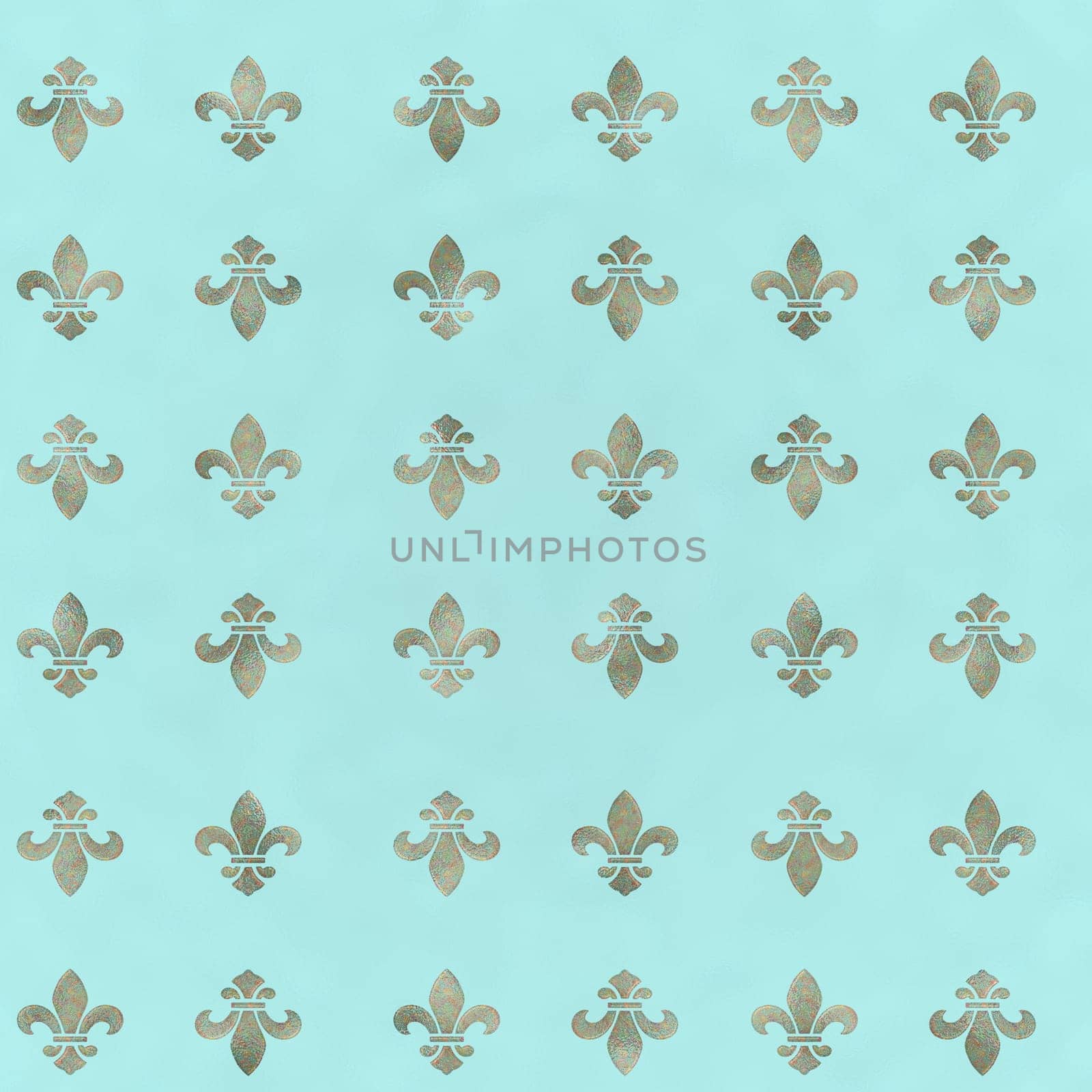 Classical French black and white fleur-de-lis seamless pattern with a repeat motif in square format suitable for wallpaper or fabric design