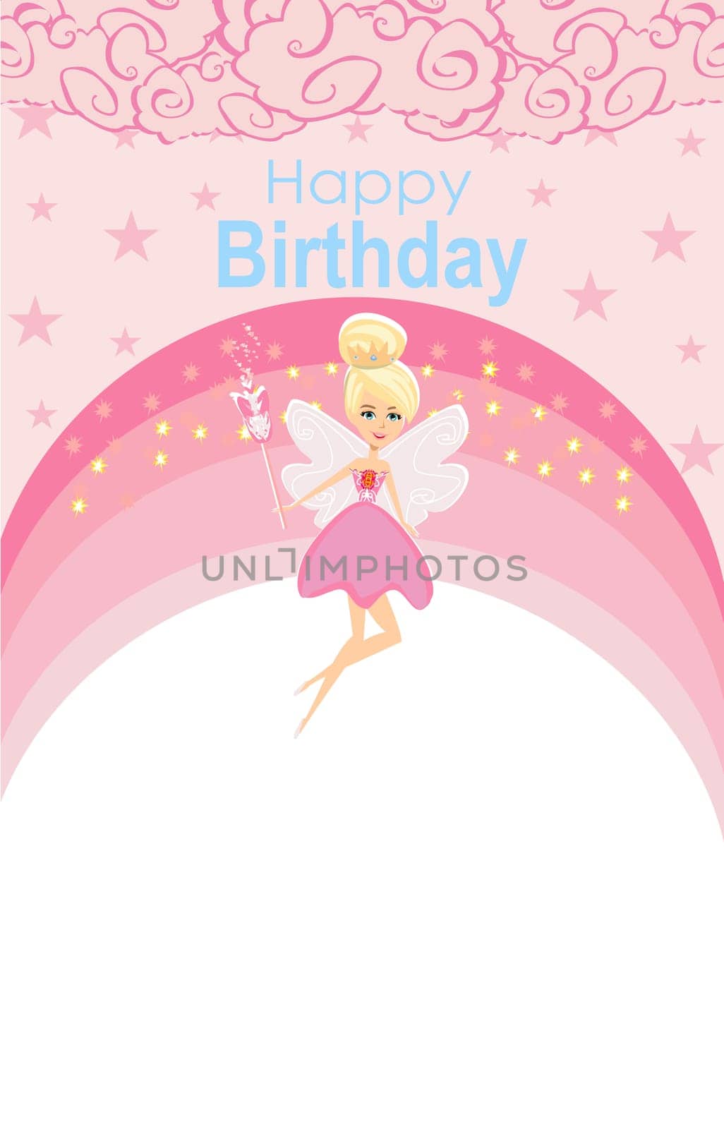 decorative birthday card - beautiful fairy