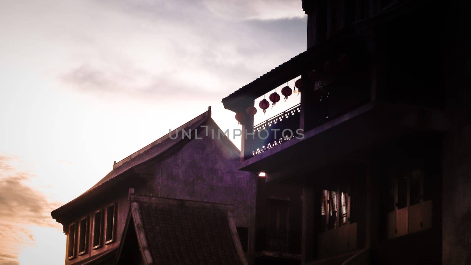Building of China traditional architecture. Silhouette photography. travel design background.