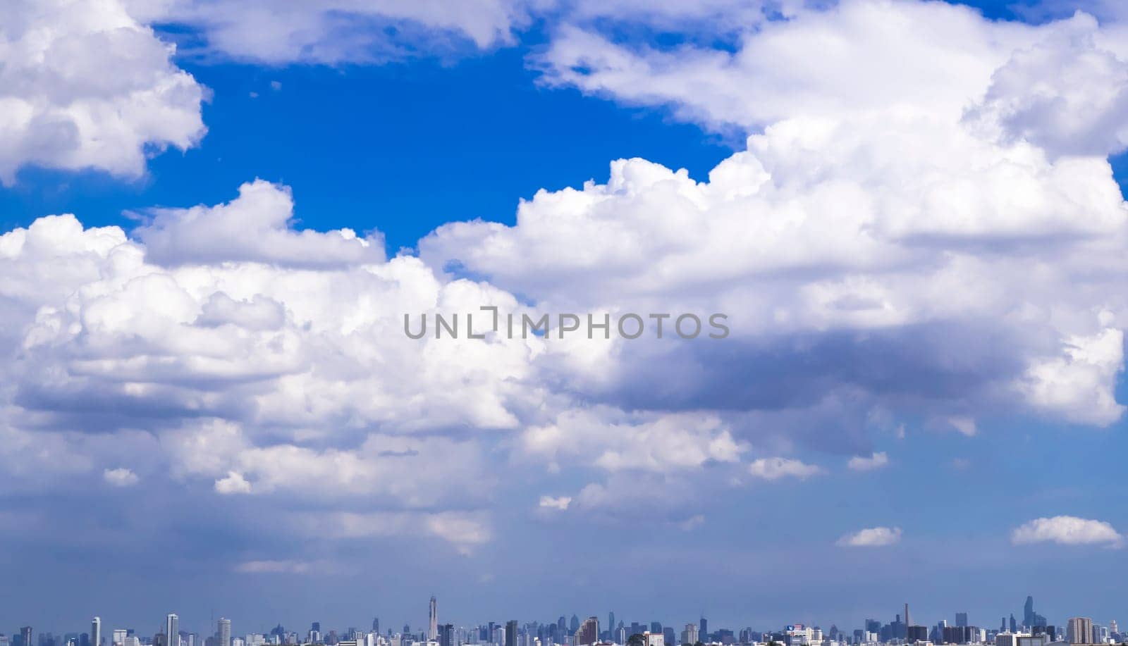 urban panorama cityscape skyline building silhouettes horizontal  during the afternoon. city skyline, Cityscape in blue color sky background