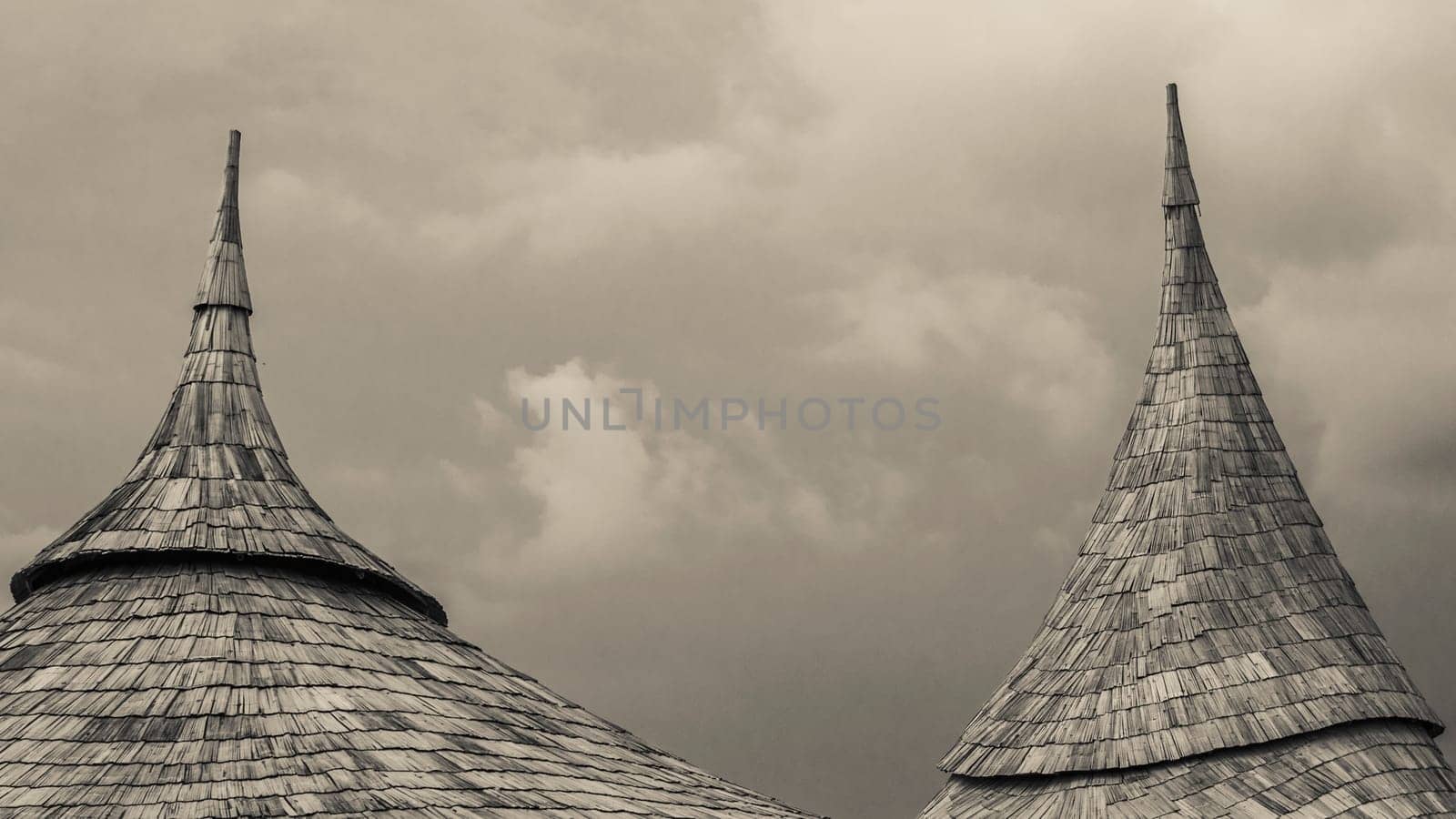 thatched palm leaf, weaving umbrella. traditional  design .vernacular architecture in asia .into the sky .clean nature save environment concept idea