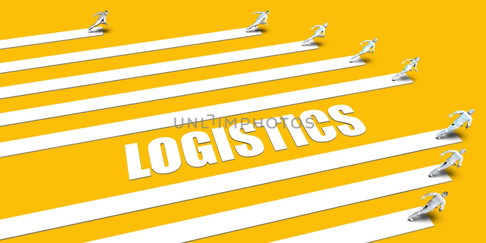 Logistics Concept with Business People Running on Yellow