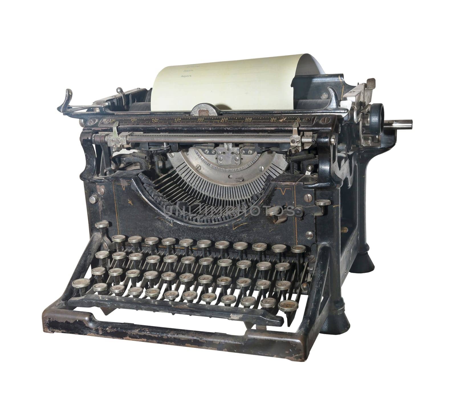 The typewriter of the beginning of 20 centuries- is isolated on the white