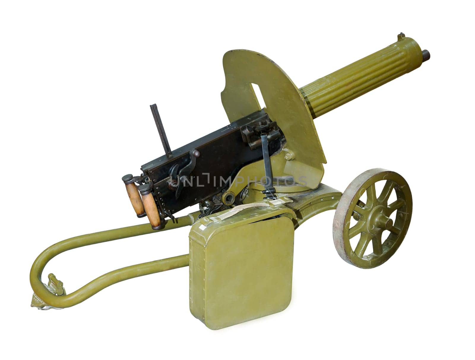 Easel machine gun, Maxim's system of the sample of 1910-is isolated on the white