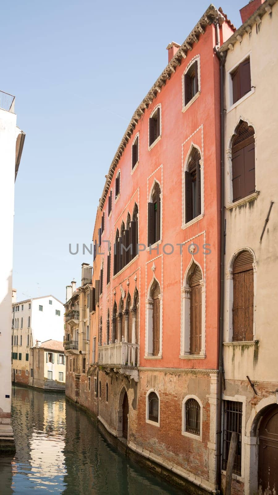 View of the streets of Venice with gondolas. Italy