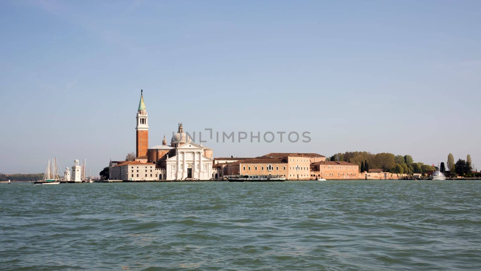 View of the island and the Cathedral of San Giorgio Maggiore. Venice. Italy