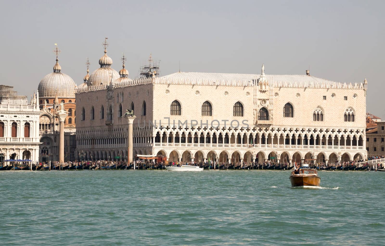 Venice, Italy- March 30, 2014:Vessels running captains sail on the Grand Canal