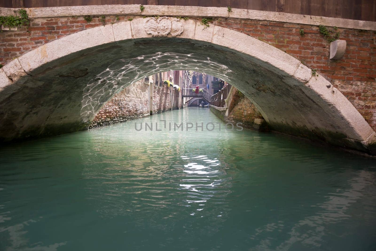 View of the streets of Venice with gondolas. Italy