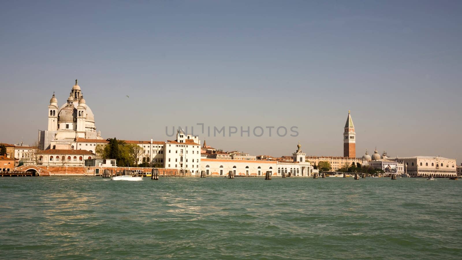View of the Grand Canal with boats. Venice. Italy