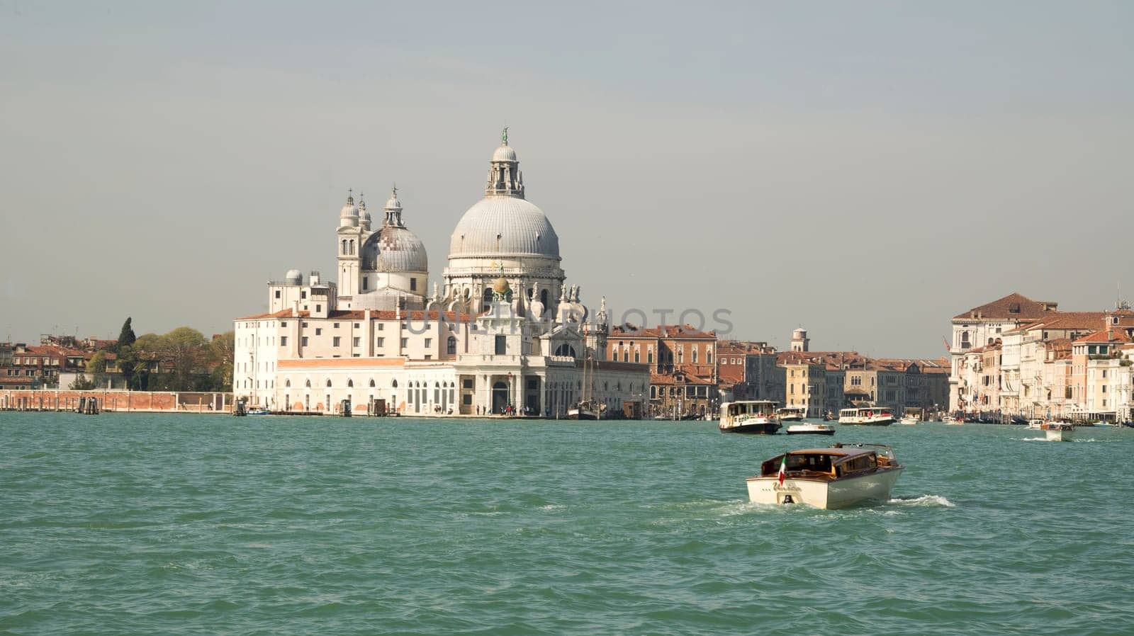 View of the Church of Santa Maria della Salute from the boat. Venice. Italy