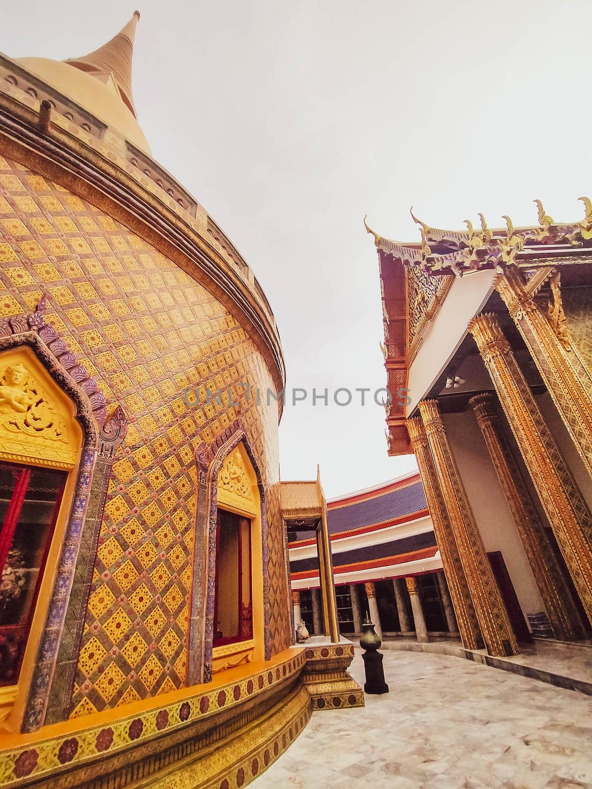 ancient architecture landmark in Bangkok Thailand. Traditional temple named Wat Ratchabophit