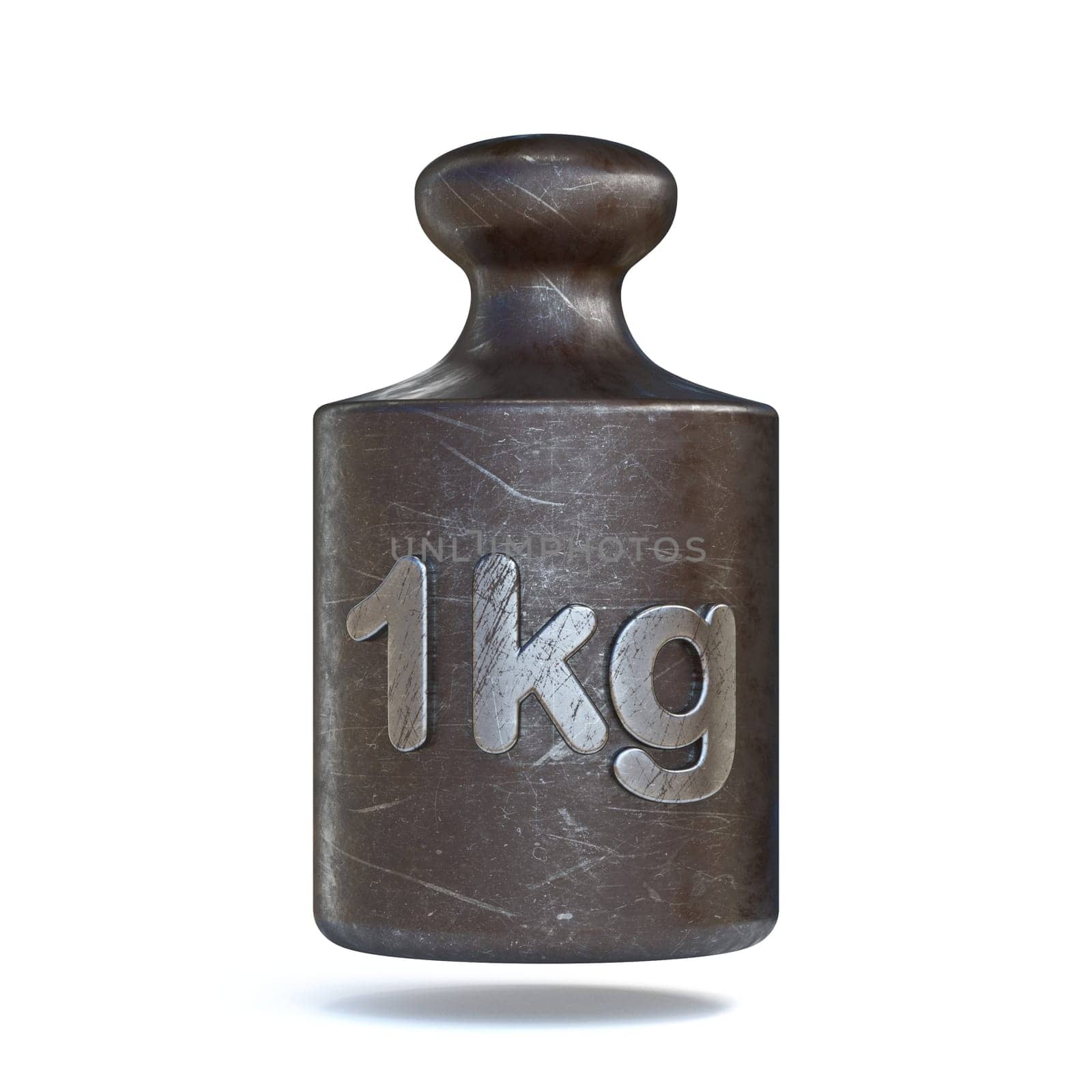 Old weight one kilogram 3D rendering illustration isolated on white background