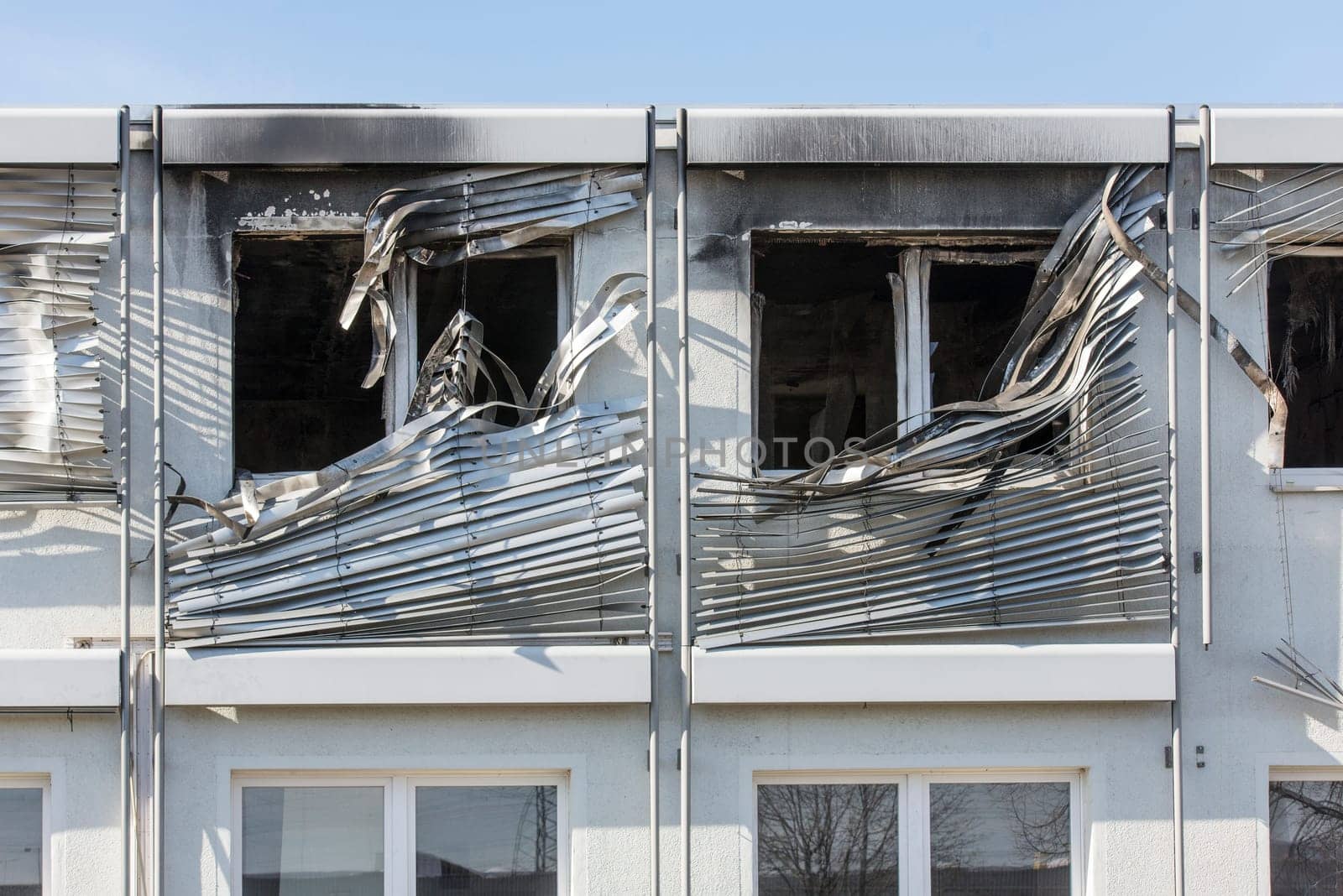 burned down building