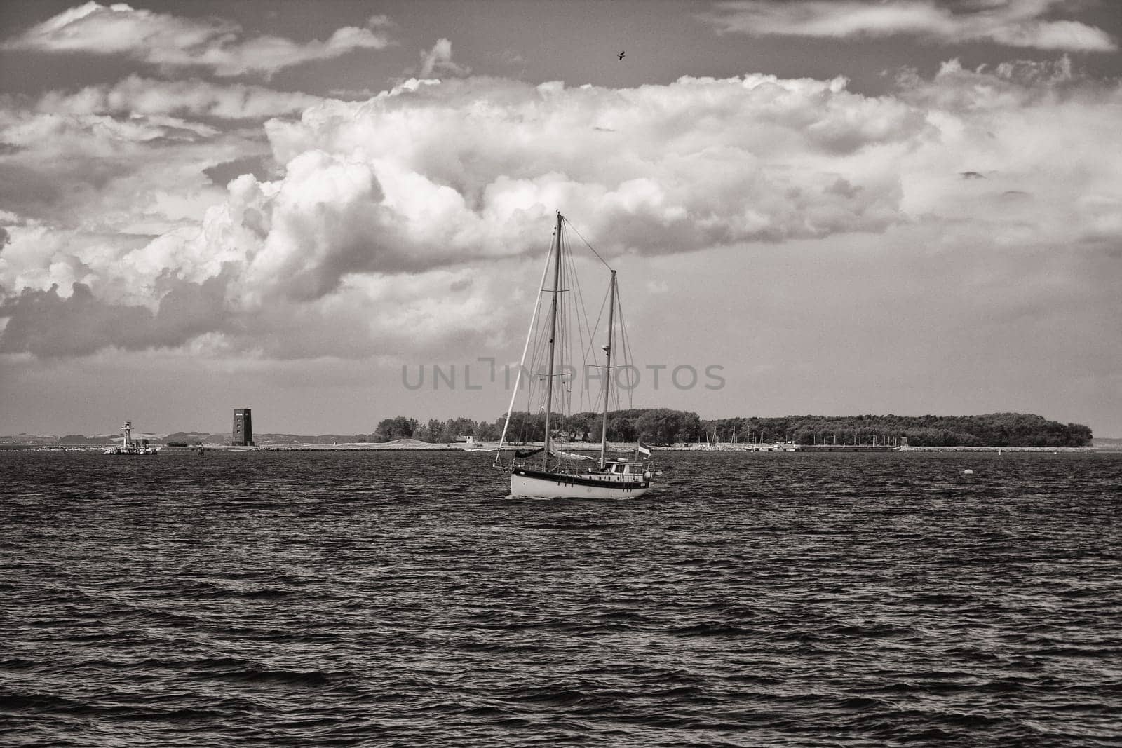 Sailboat in front of the island of Ruden, Mecklenburg Baltic Sea coast