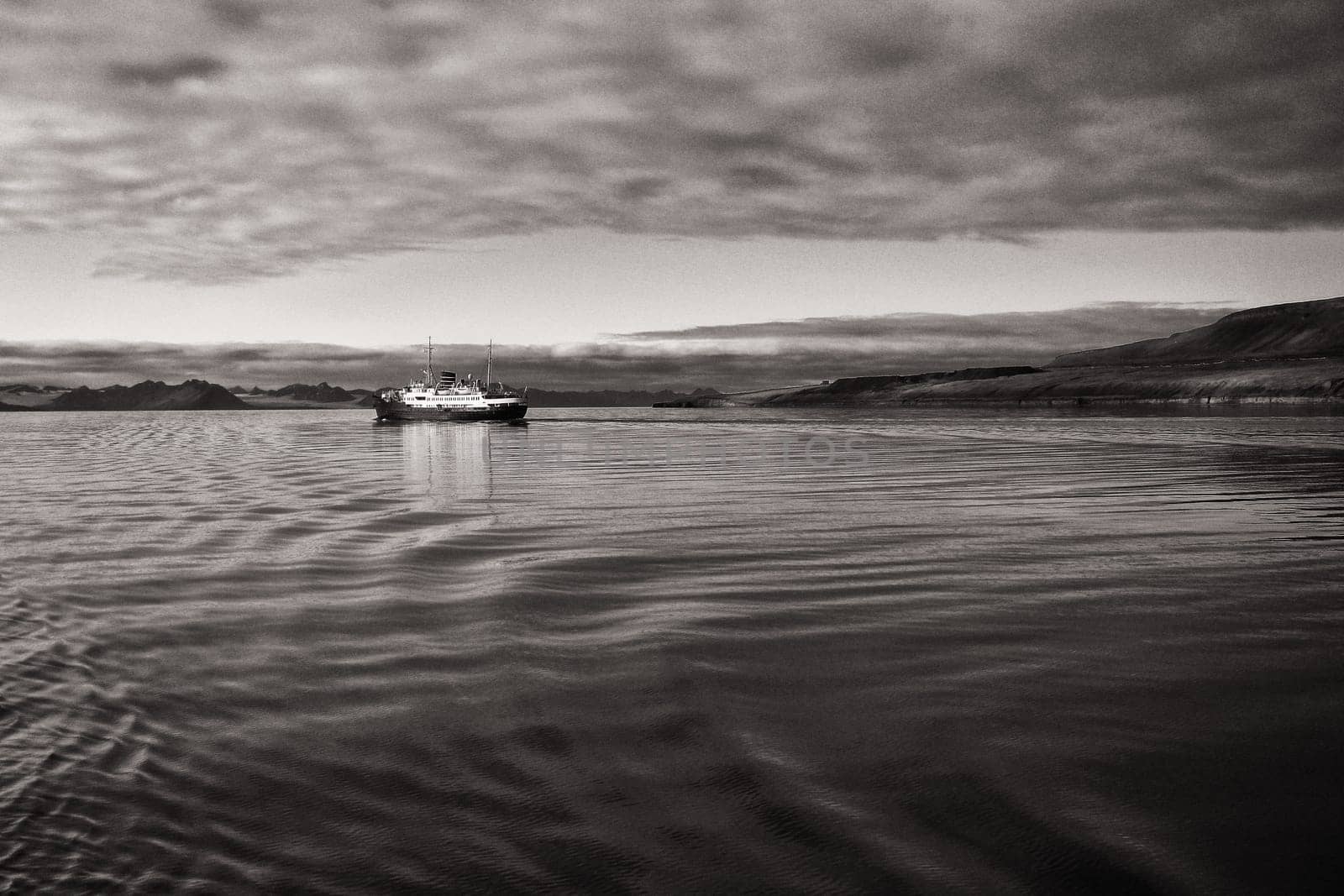 Hurtigruten mail steamer in Grønfjord, Spitsbergen