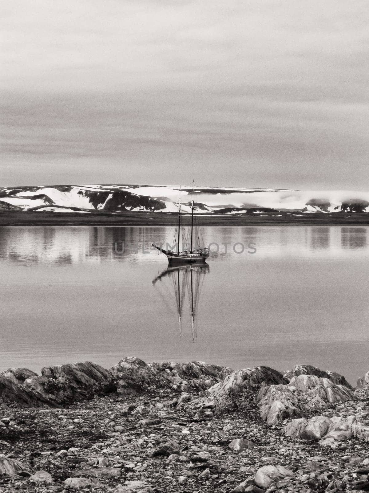 Sailing ship off Spitsbergen