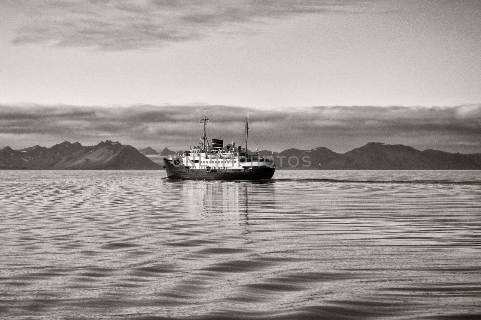 Hurtigruten mail steamer in Grønfjord, Spitsbergen