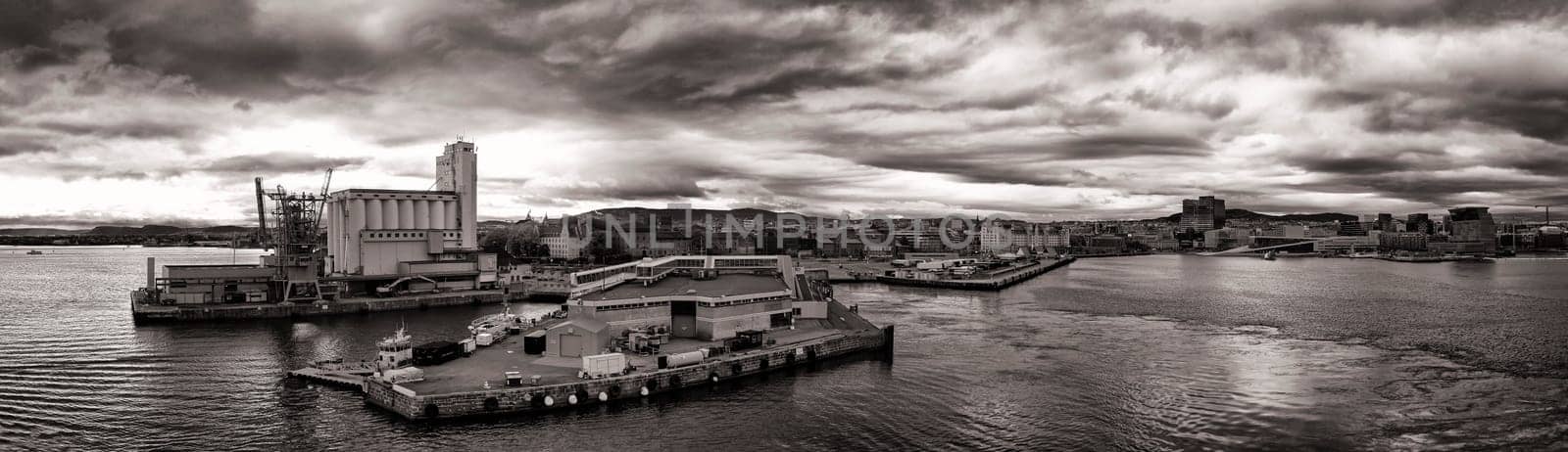 Oslo, Norway, harbor with city view