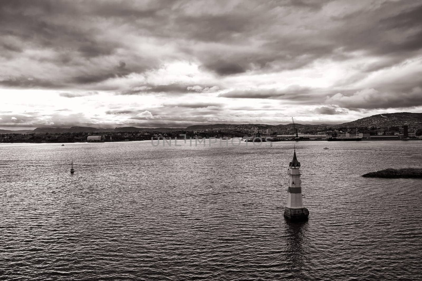 Oslo, Norway, harbor with city view