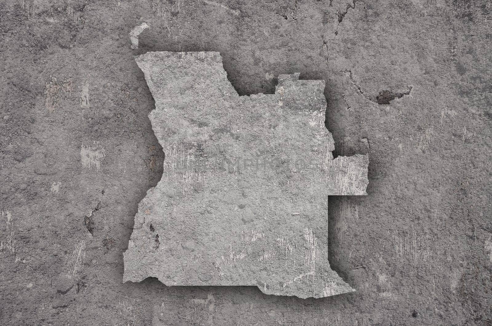 Map of Angola on weathered concrete