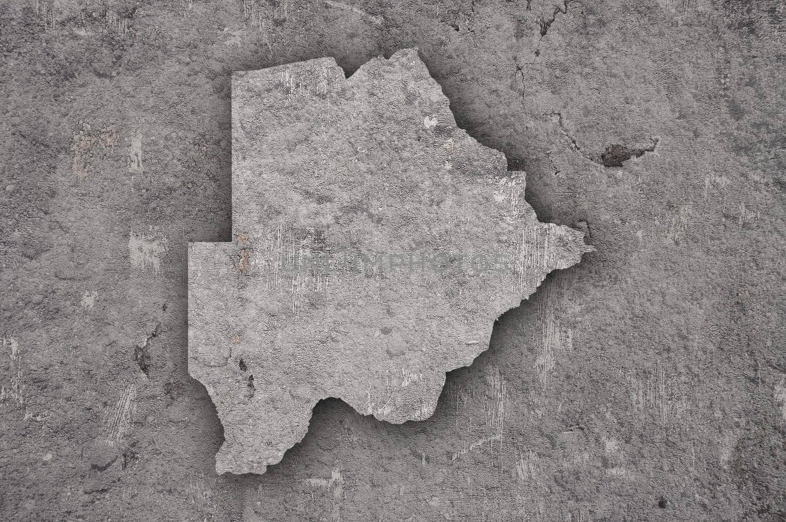 Map of Botswana on weathered concrete