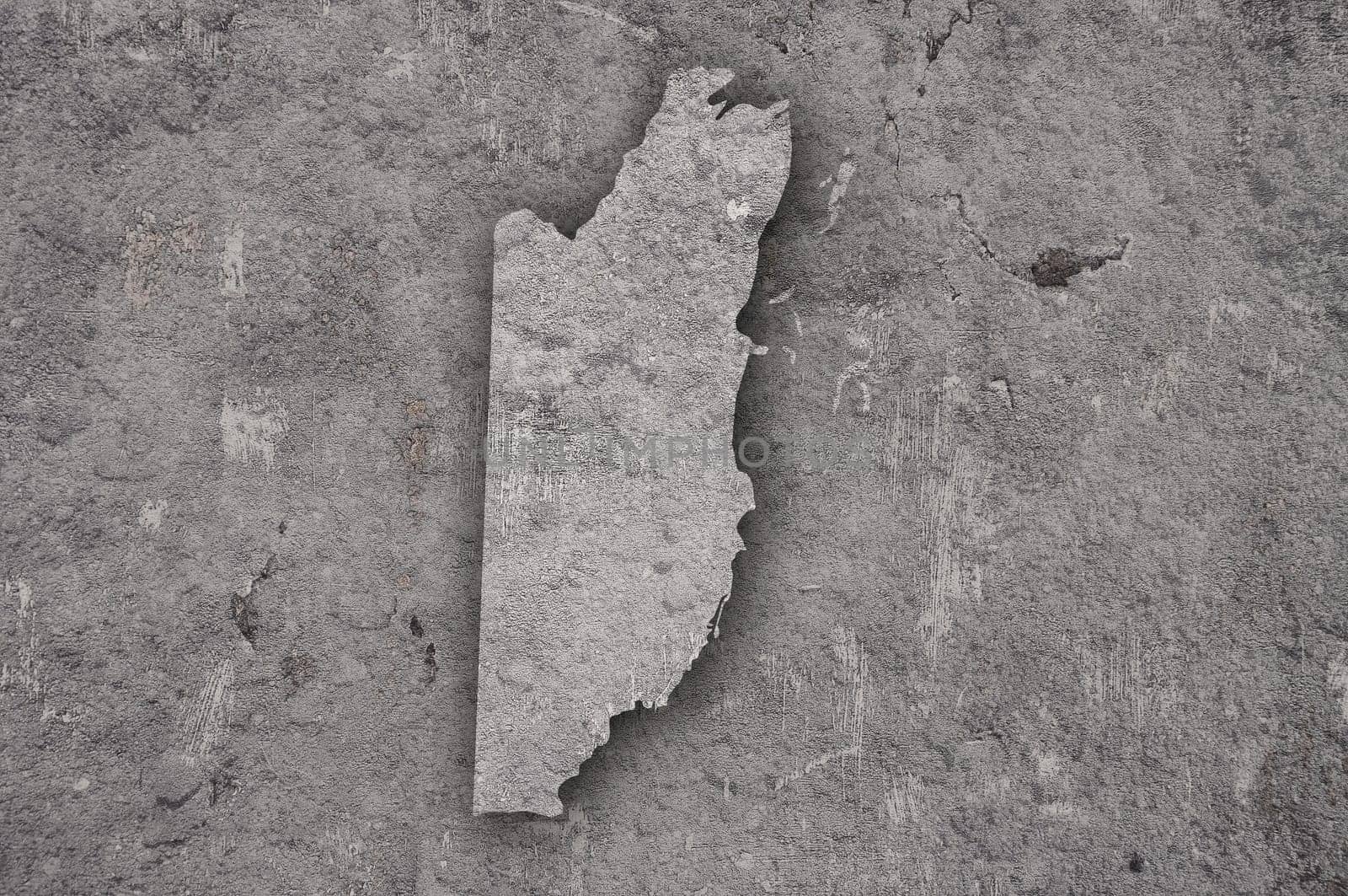 Map of Belize on weathered concrete