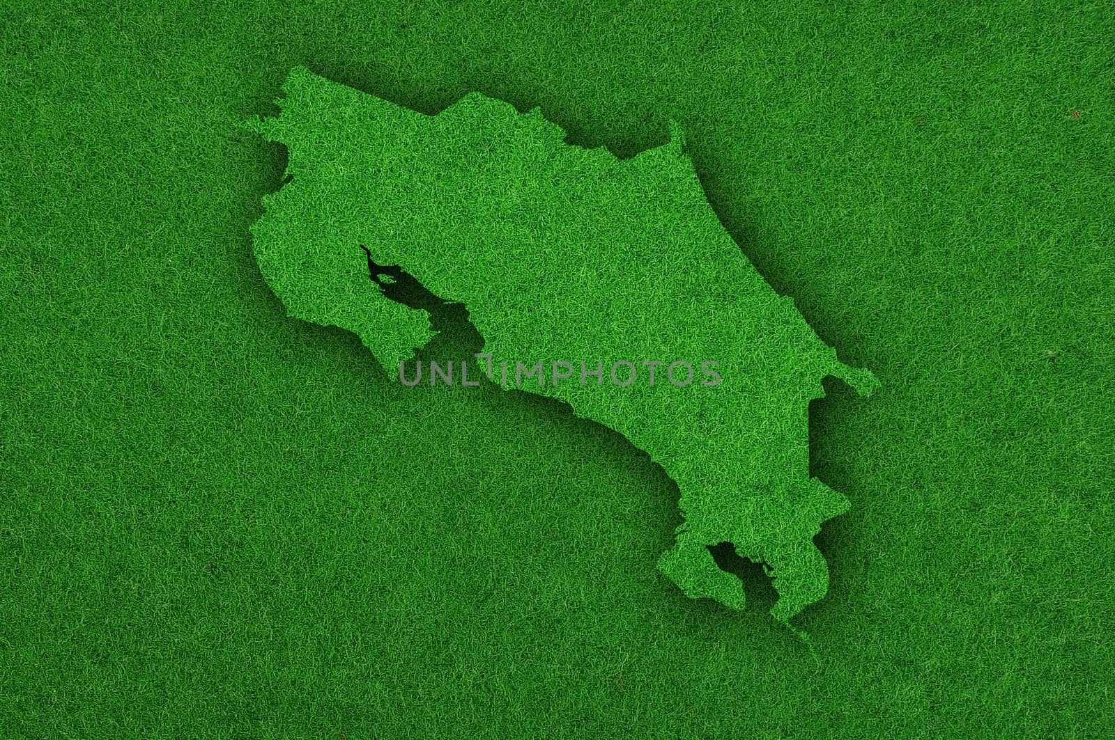 Map of Costa Rica on green felt