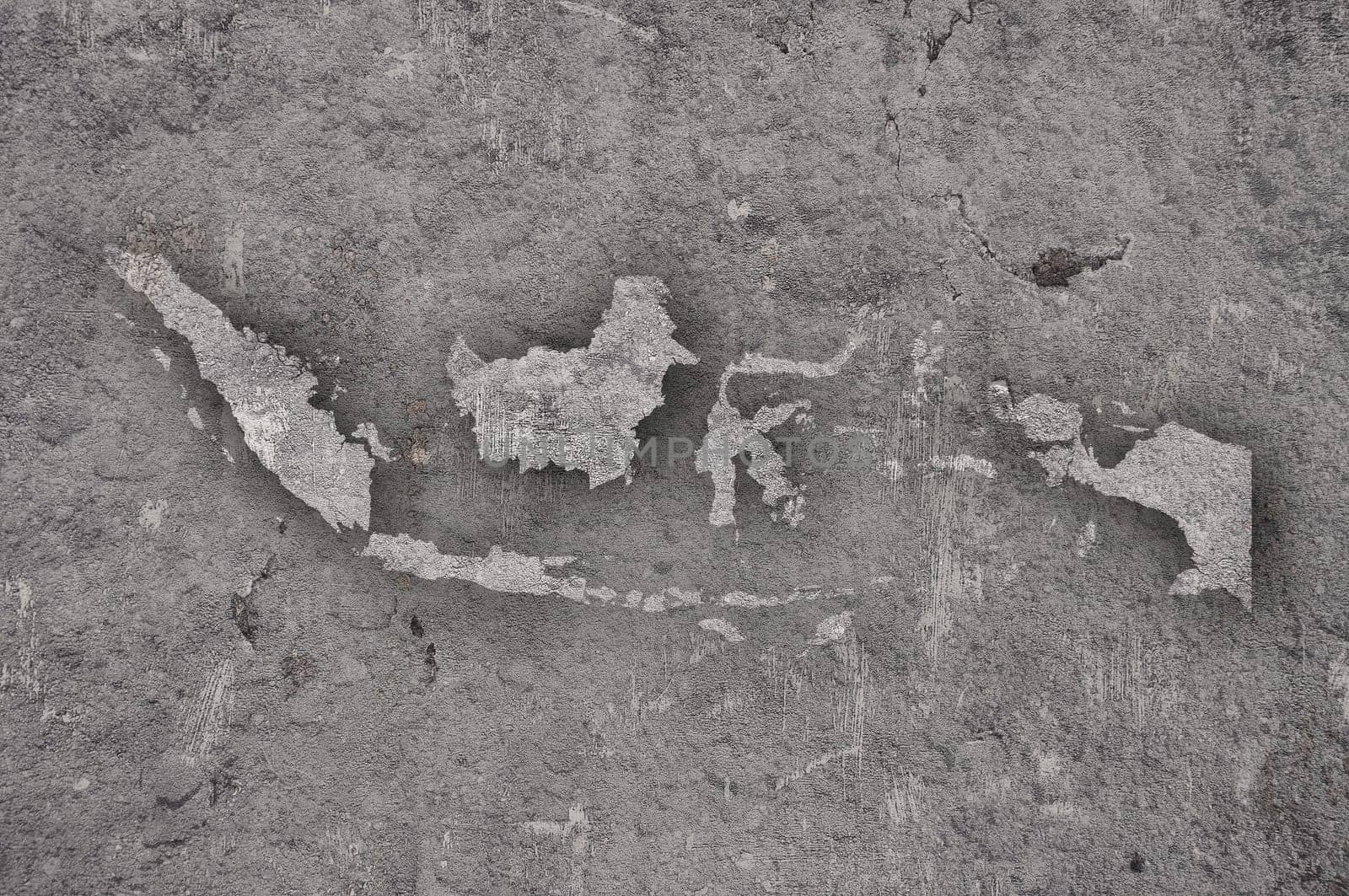 Map of Indonesia on weathered concrete