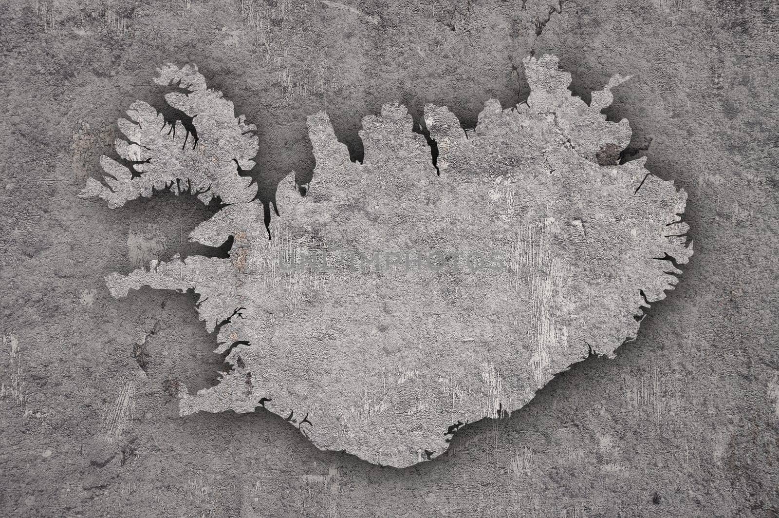 Map of Iceland on weathered concrete