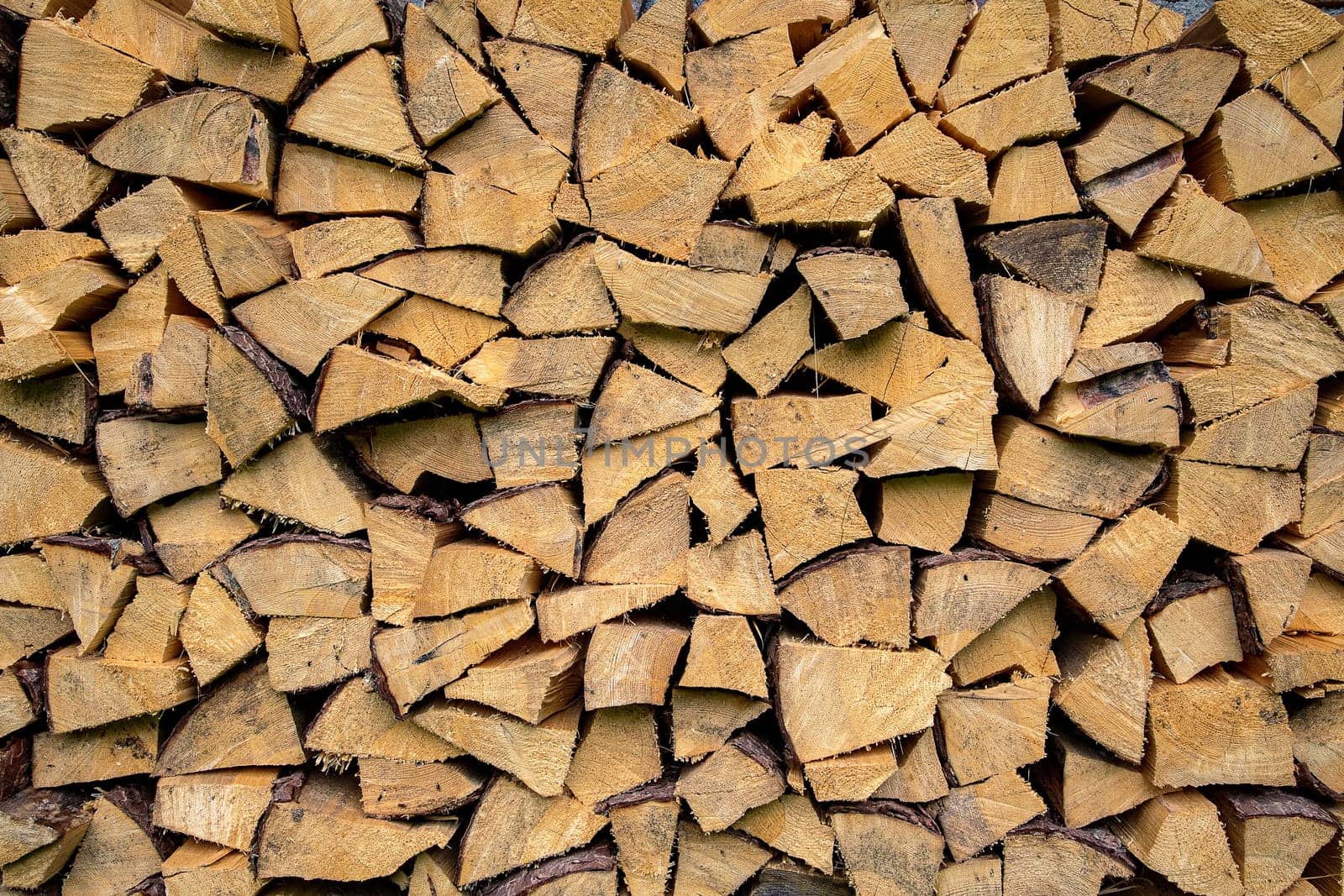 Wooden logs for decoration wall. Interior design concept.