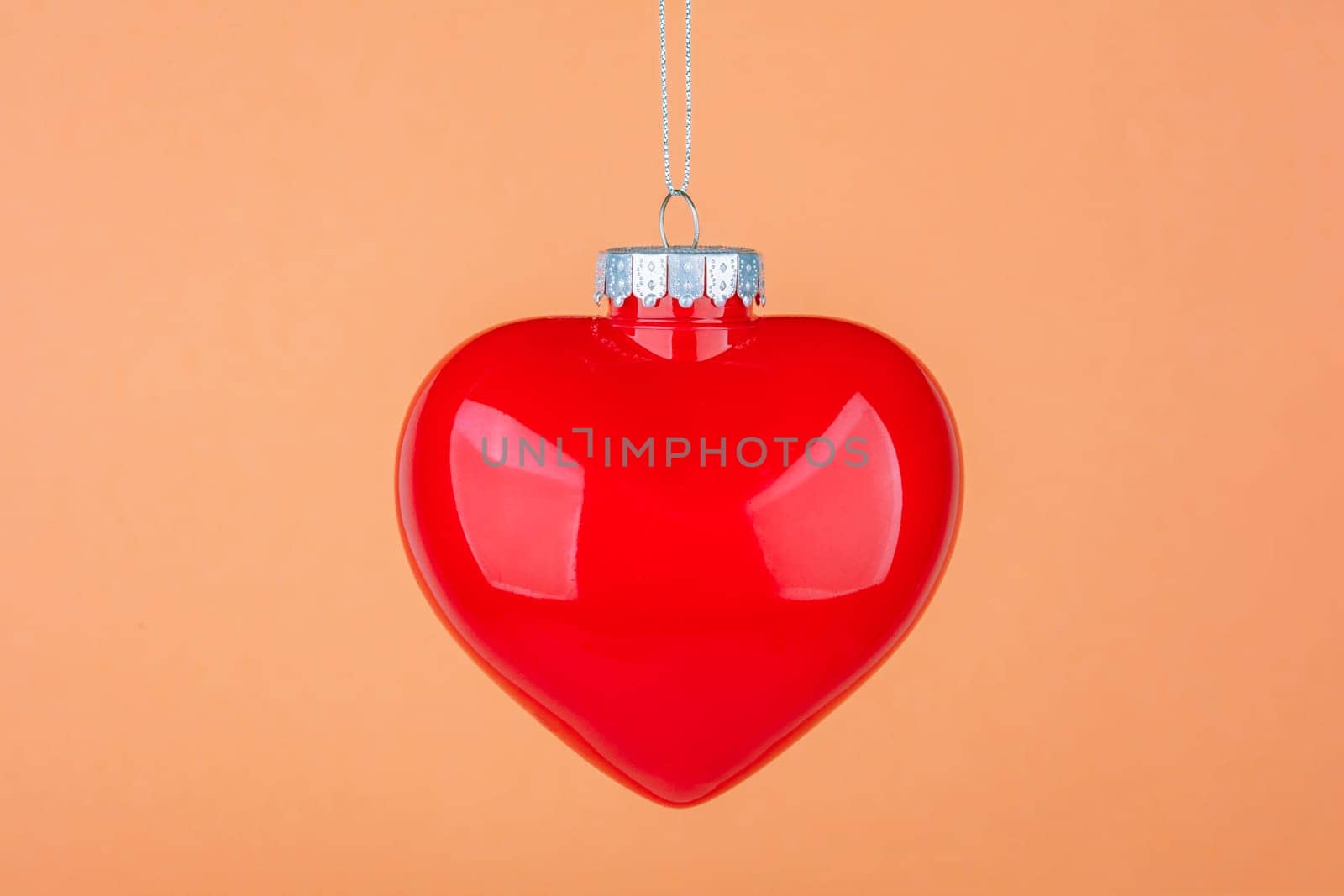 Decorative Heart isolated on orange Background