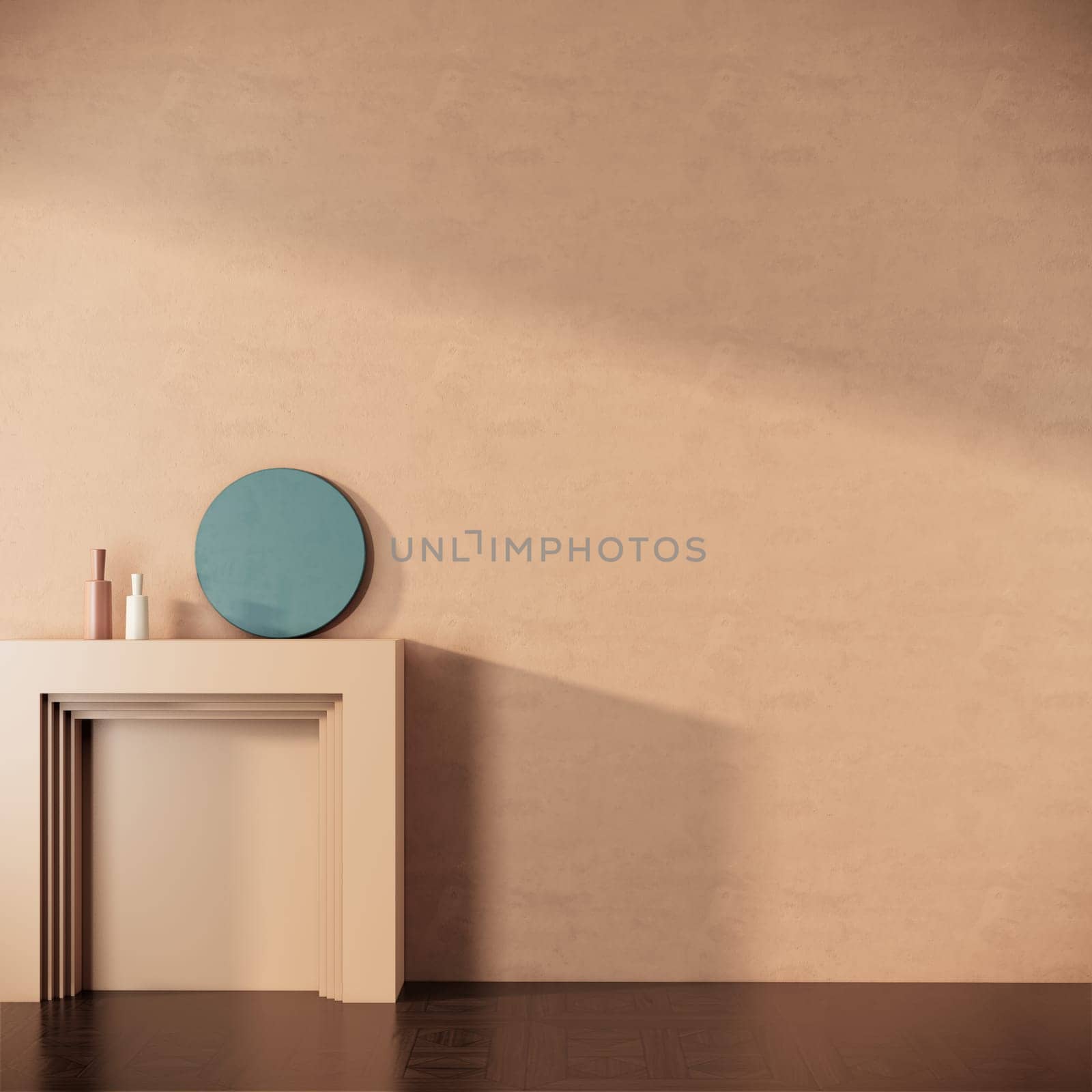 modern room interior design witn brown wall, contemporary apartment concept, 3d rendering