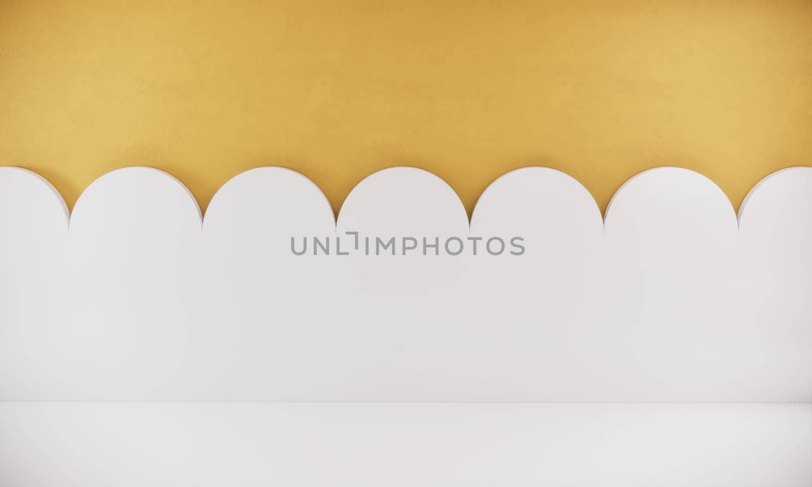 wall design with yellow and white color, 3d rendering