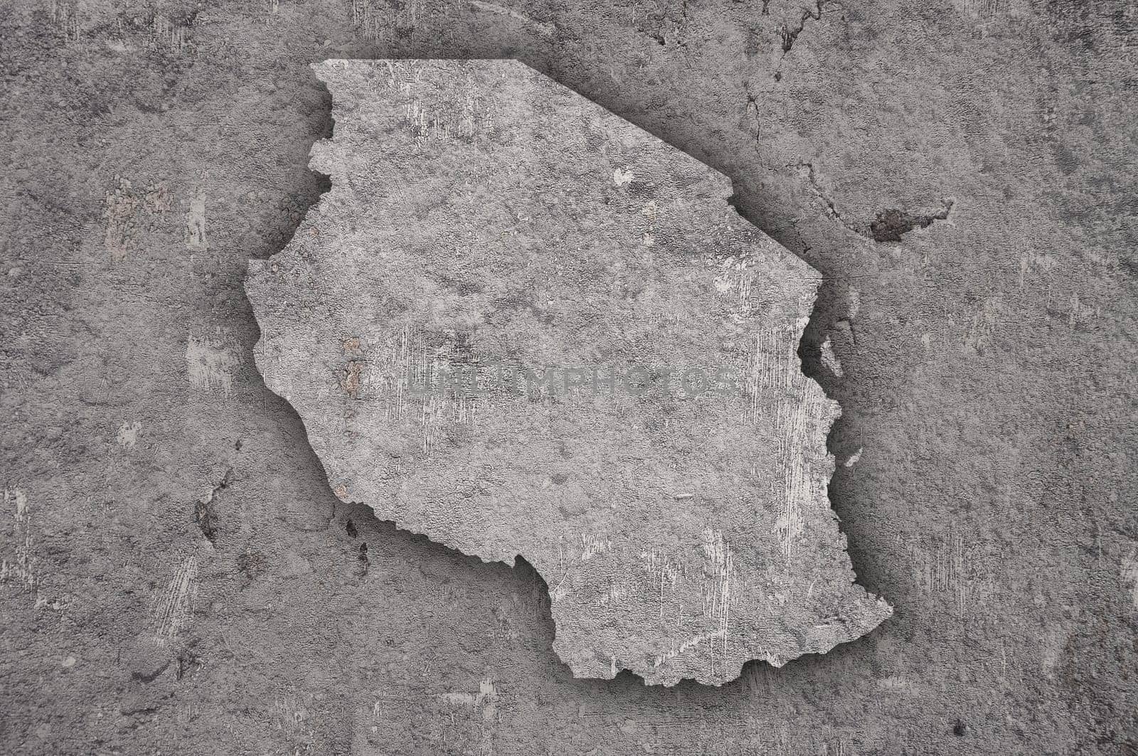 Map of Tanzania on weathered concrete