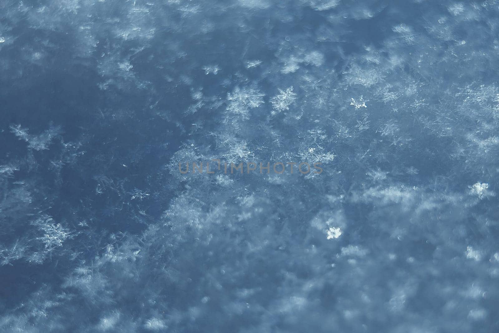 Macro photo of bright snow background