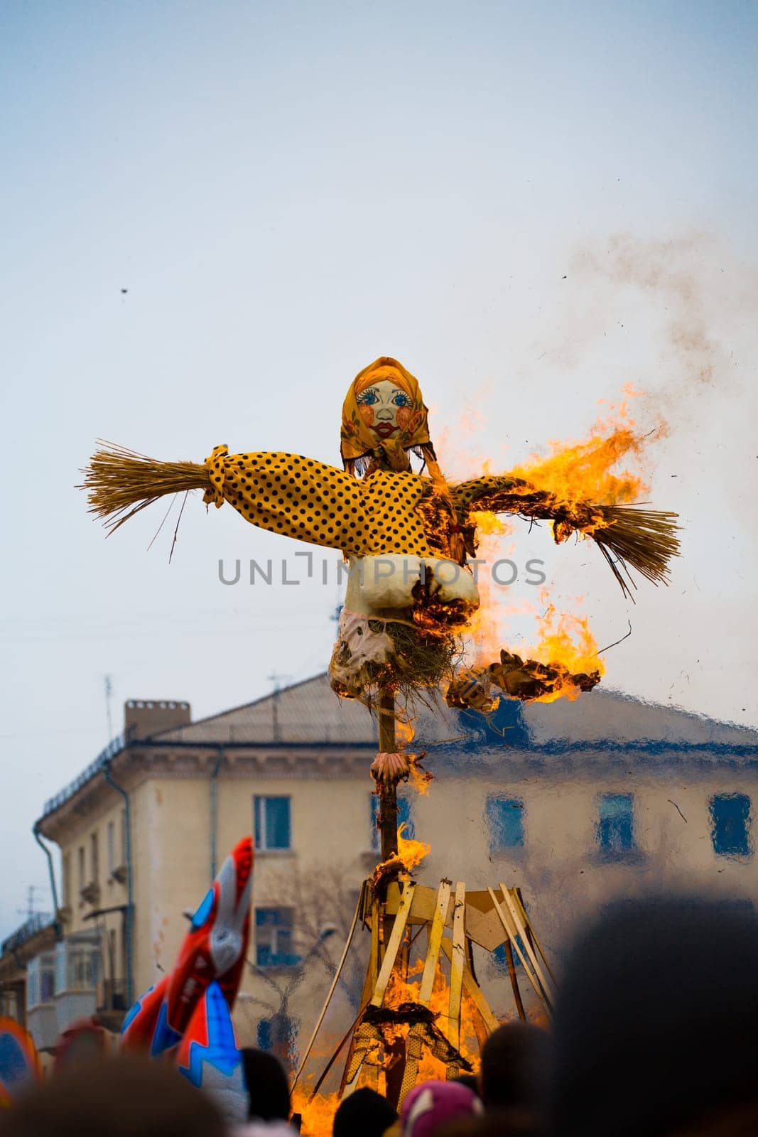 Traditional off winter in Russia, burning effigies of carnival.