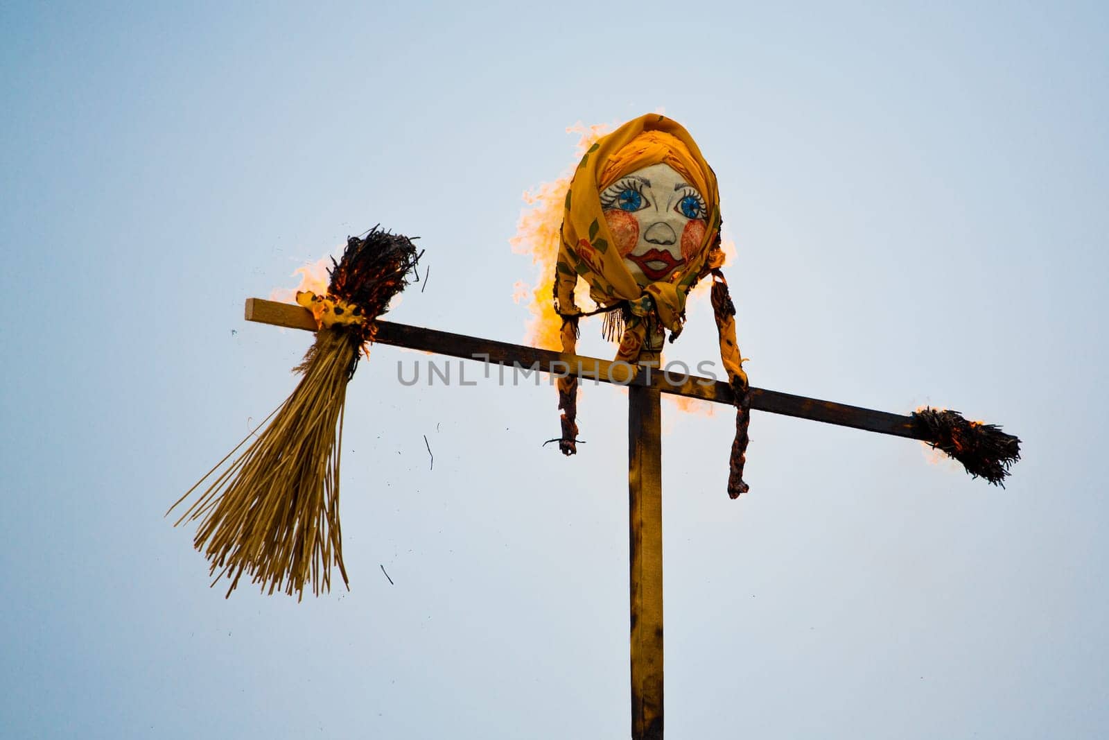 Traditional off winter in Russia, burning effigies of carnival.