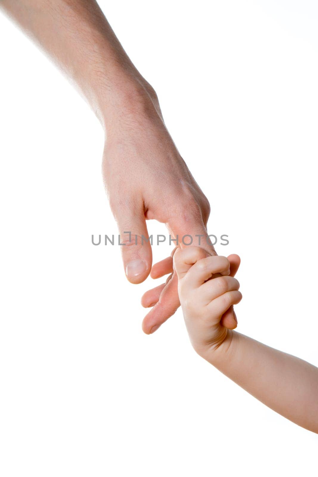 children and man hands isolated on white