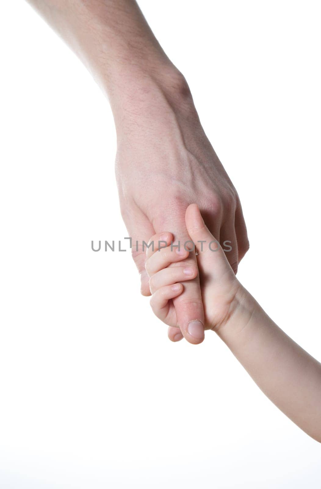children and man hands isolated on white