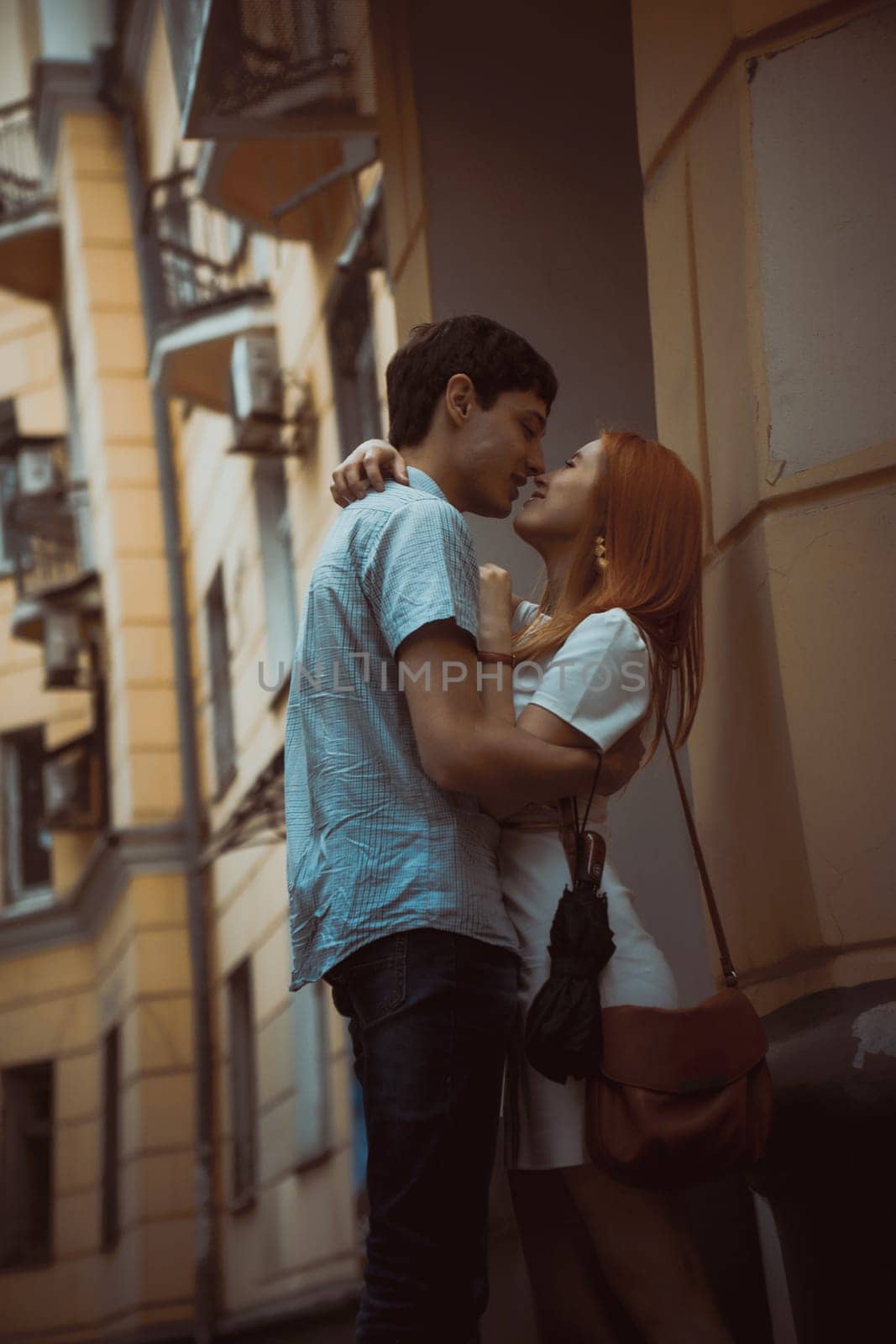 Young man kissing his lover's neck