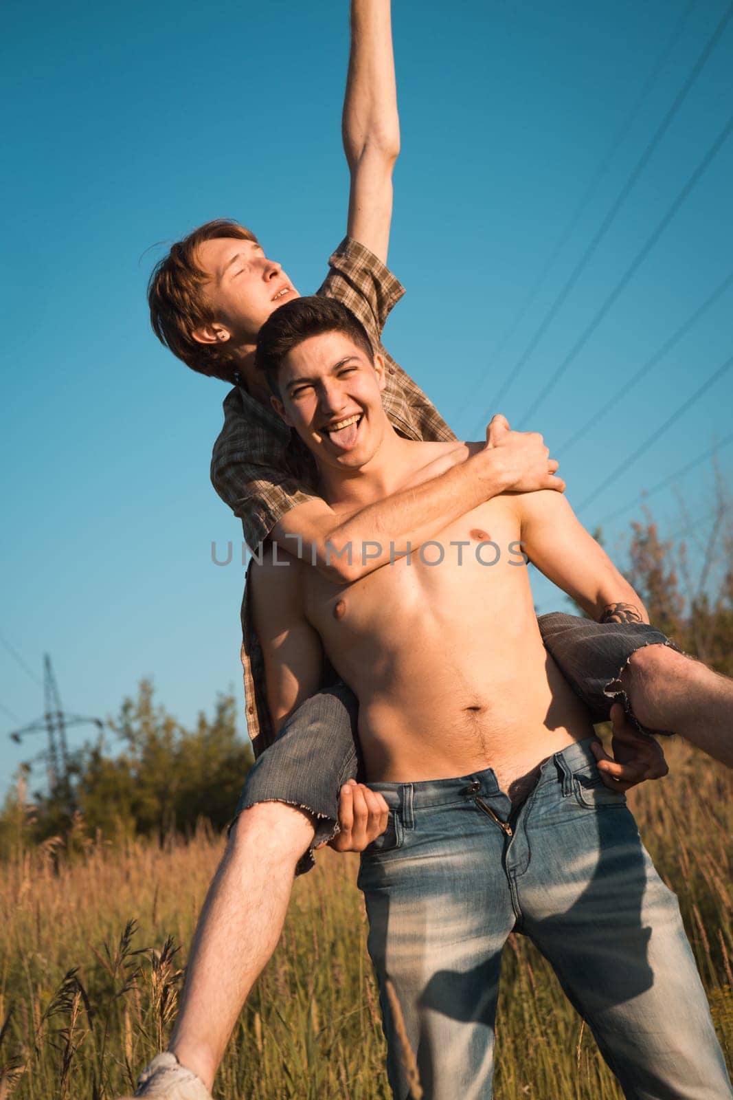 Portrait of a happy gay couple outdoors
