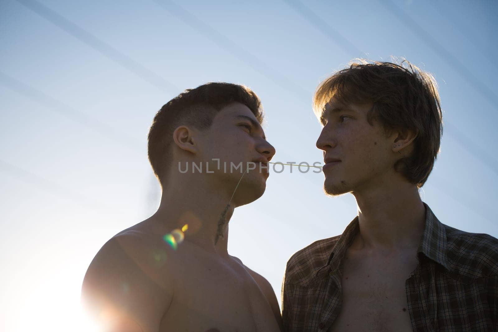 Portrait of a happy gay couple outdoors
