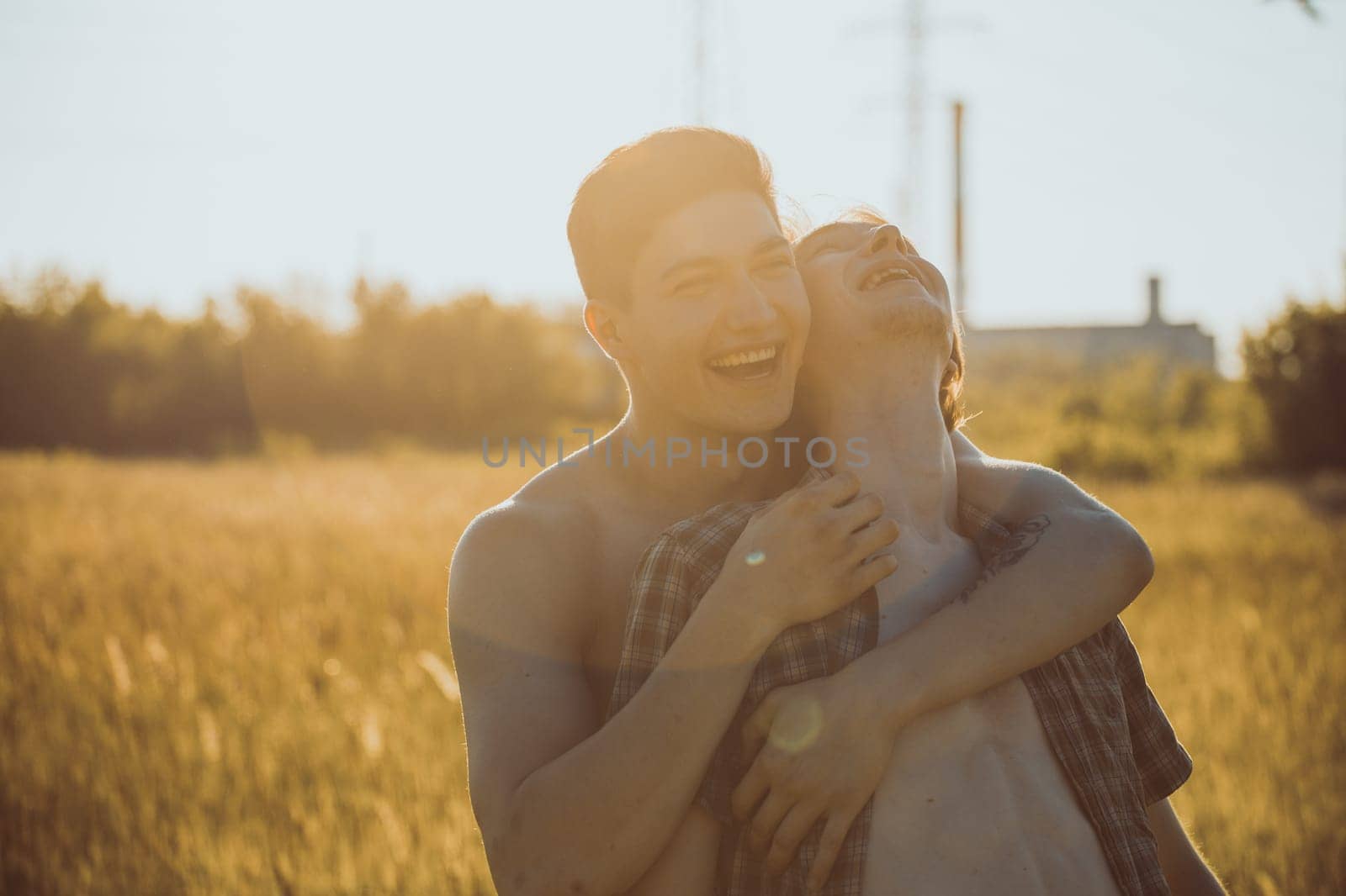 Portrait of a happy gay couple outdoors