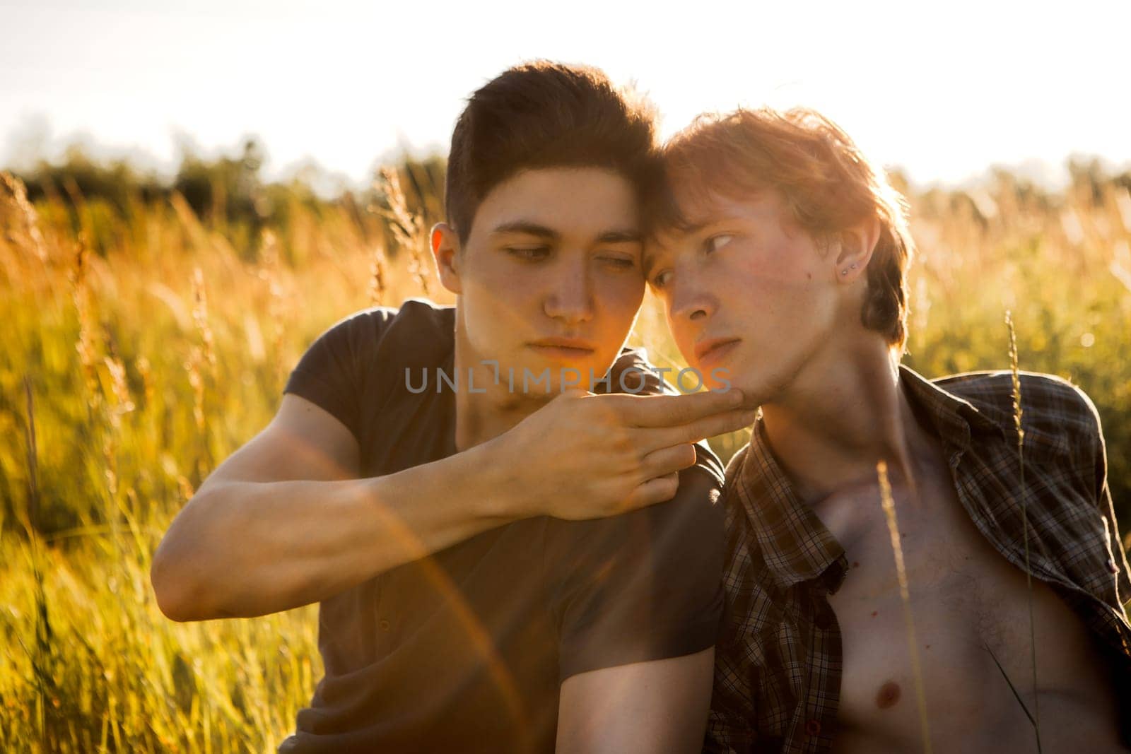 Happy Young Gay Couple Outside