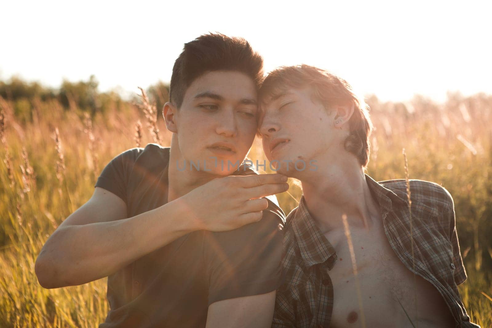 Portrait of a happy gay couple outdoors