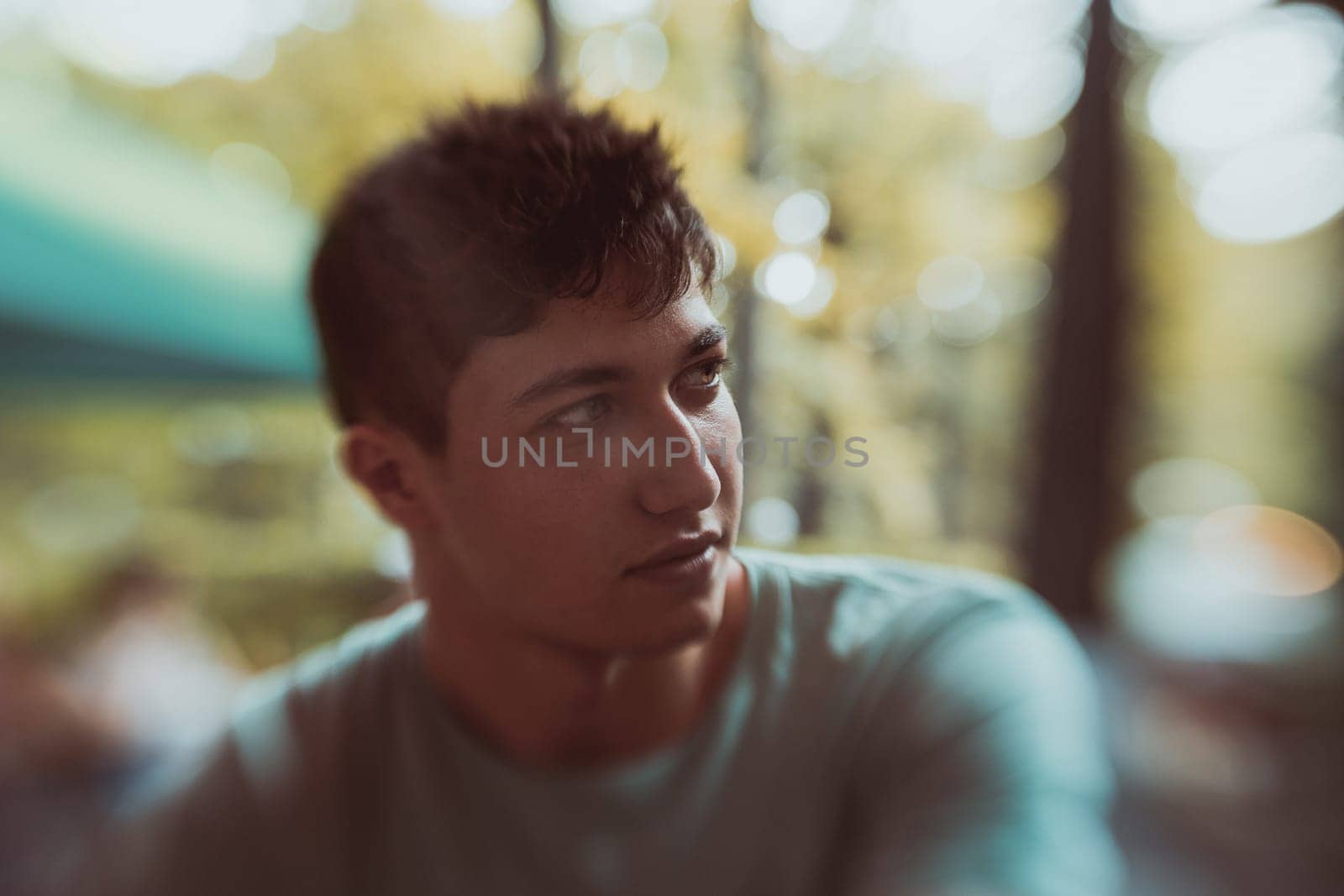 Young attractive man in urban background
