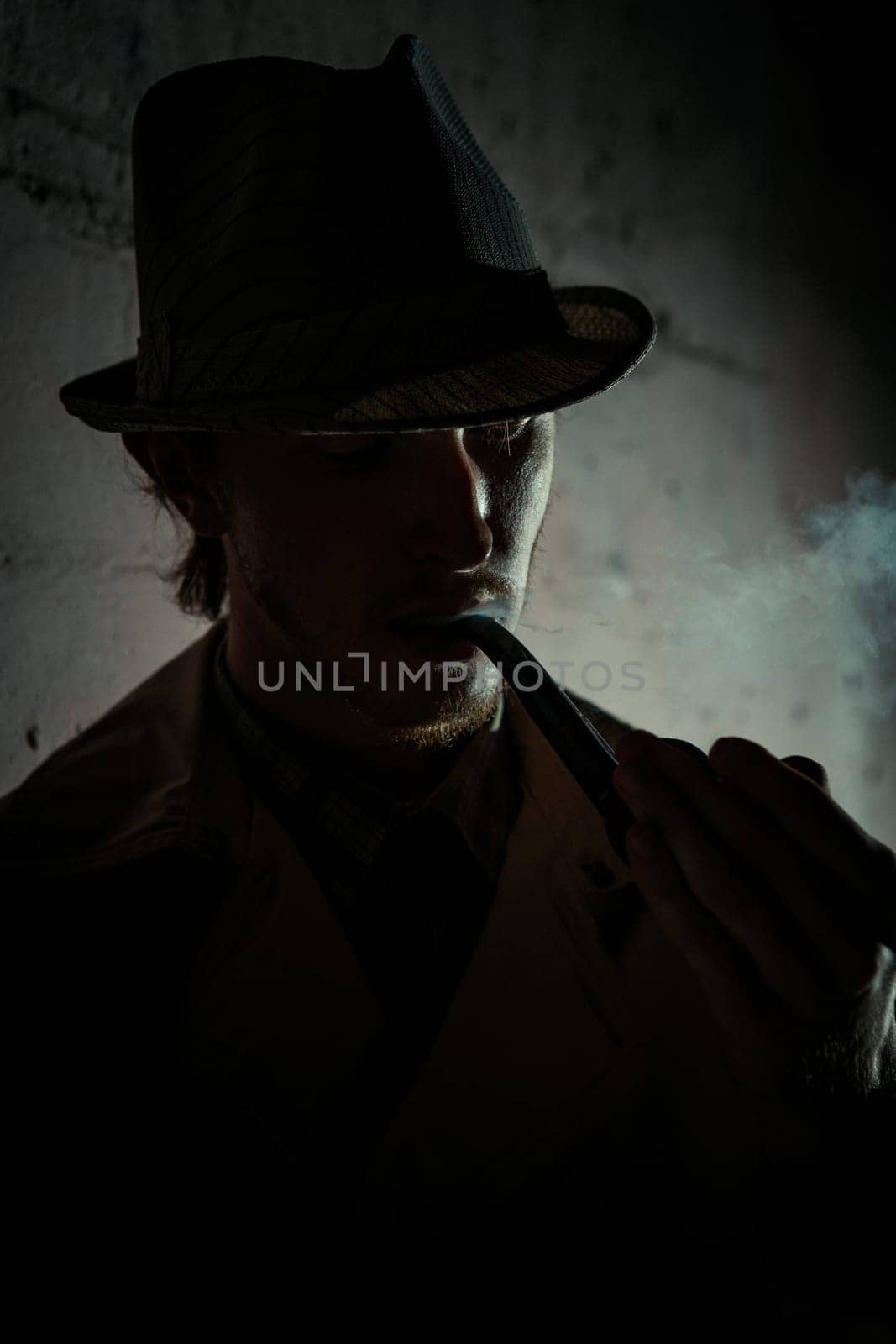 Mysterious man retro portrait